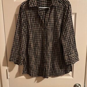 Womens Black and Tan Checkered Shirt
